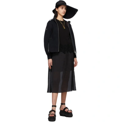 Shop Sacai Black Jersey & Satin Lace Trim Dress In 001 Black
