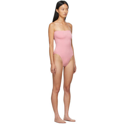 Shop Hunza G Pink Audrey Nile One-piece Swimsuit In Dusty Pink