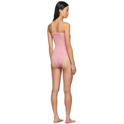 Shop Hunza G Pink Audrey Nile One-piece Swimsuit In Dusty Pink