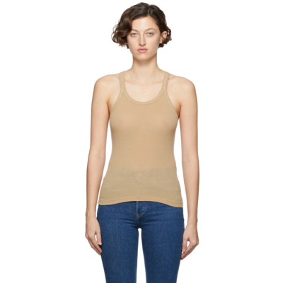 Shop Re/done Tan Hanes Edition Ribbed Tank Top In Sand
