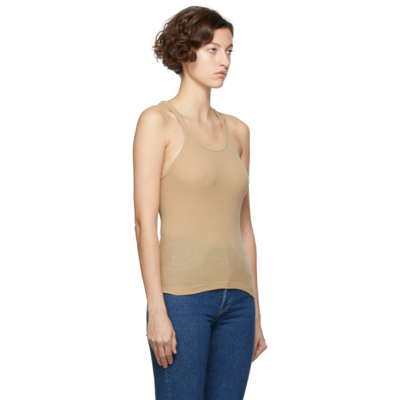 Shop Re/done Tan Hanes Edition Ribbed Tank Top In Sand