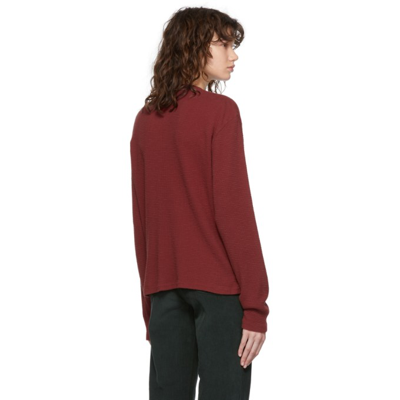 Shop Re/done Red Henley Thermal Sweater In Brick