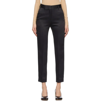 Shop Mm6 Maison Margiela Black Satin Trousers In 900 Black