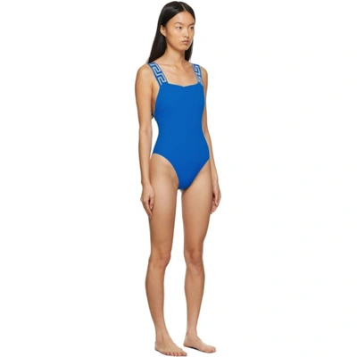 Shop Versace Blue Medusa One-piece Swimsuit In 1v390 Teal