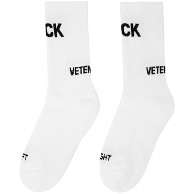 Shop Vetements White 'fuck' Socks