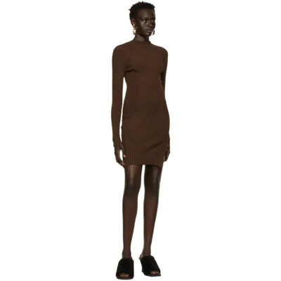 Shop Jacquemus Brown 'la Robe Pigolo' Dress In 880 Dark Br