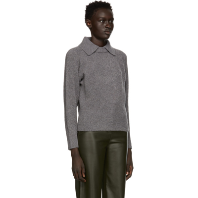 Shop Proenza Schouler Grey Wool & Cashmere Collared Sweater In 010 Charcoal