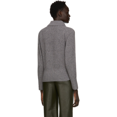 Shop Proenza Schouler Grey Wool & Cashmere Collared Sweater In 010 Charcoal