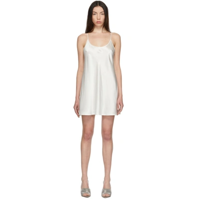 Shop La Perla White Silk Short Slip Dress In 0031 Naturale