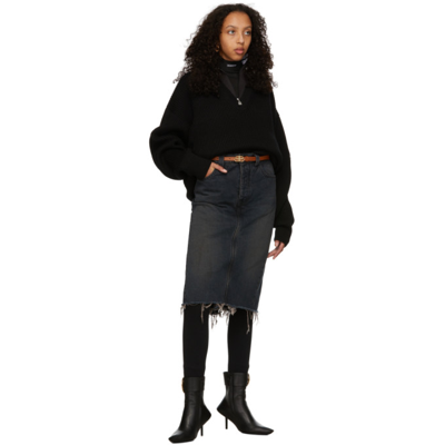 Shop Balenciaga Indigo Japanese Denim Skirt Shorts In 9373 Brown