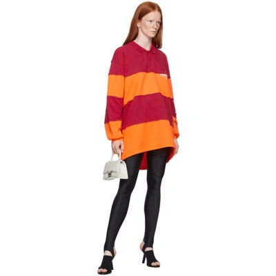 Shop Balenciaga Orange & Red Patchwork Long Sleeve Polo In 6667 Rsb/or