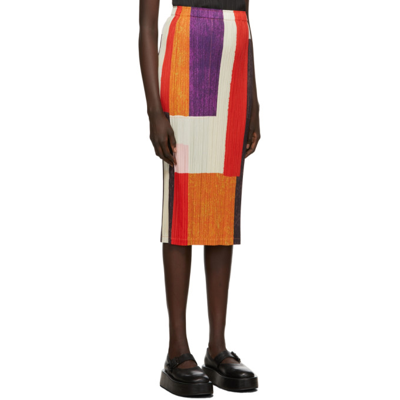 Shop Issey Miyake Multicolor Pleated Field Skirt In 32 Orange