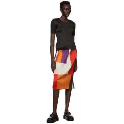 Shop Issey Miyake Multicolor Pleated Field Skirt In 32 Orange