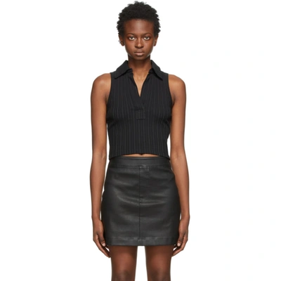 Shop Helmut Lang Black Sleeveless Cropped Polo In 001 Black