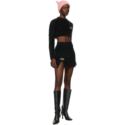 Shop Gcds Black Mohair Cropped Sweater In 02 Black