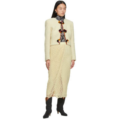Shop Isabel Marant Off-white Gradiazi Cropped Jacket In Ywec Yellow/ Ecru