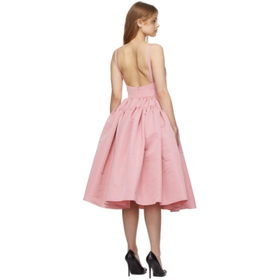 Shop Alexander Mcqueen Pink Gathered Open Back Dress In 5071 Pastel Pink