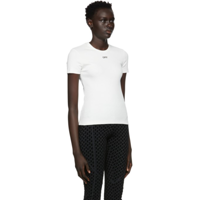 Shop Off-white White Rib Knit Basic Logo T-shirt In White Black