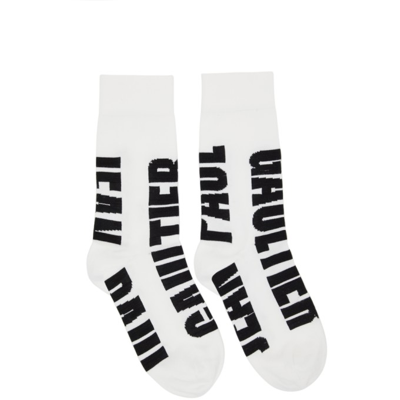 Shop Jean Paul Gaultier White & Black Logo Socks In 0100white/black