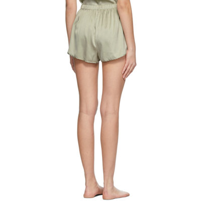 Shop Skims Green Silk Sleep Tap Shorts In Talc