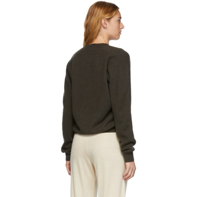 Shop Frenckenberger Cashmere Mini Deep V-neck Sweater In 4 Black Olive