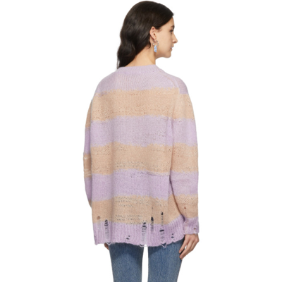 Shop Acne Studios Ssense Exclusive Purple & Beige Kalia Block Stripe Sweater In Beige/lilac