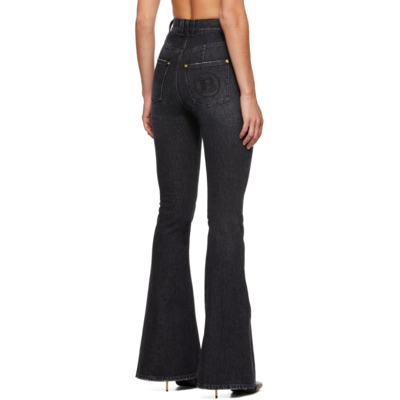 Shop Balmain Black Bootcut Jeans In 0pc Noir Délavé