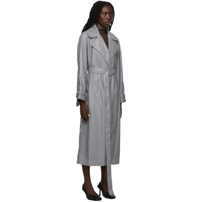 Shop Olenich Grey Eco-leather Trench Coat In Lava Grey