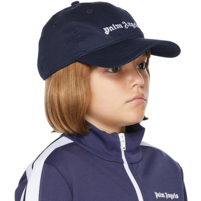 Shop Palm Angels Kids Navy Classic Logo Baseball Cap