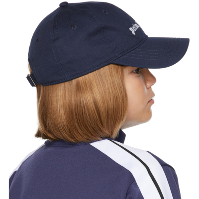 Shop Palm Angels Kids Navy Classic Logo Baseball Cap