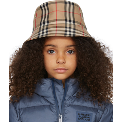 Shop Burberry Kids Beige Gabriel Bucket Hat In Archive Beige