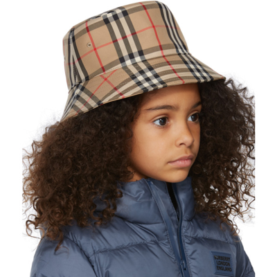 Shop Burberry Kids Beige Gabriel Bucket Hat In Archive Beige