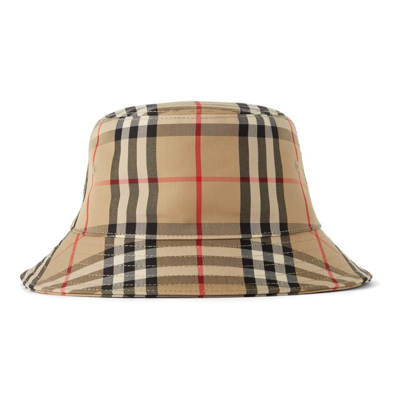 Shop Burberry Baby Beige Vintage Check Bucket Hat In Archive Beige