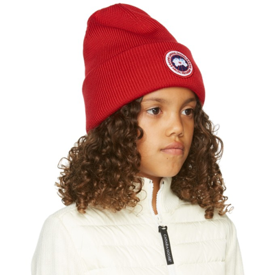 Shop Canada Goose Kids Wool Arctic Disque Beanie In Red
