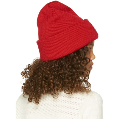 Shop Canada Goose Kids Wool Arctic Disque Beanie In Red