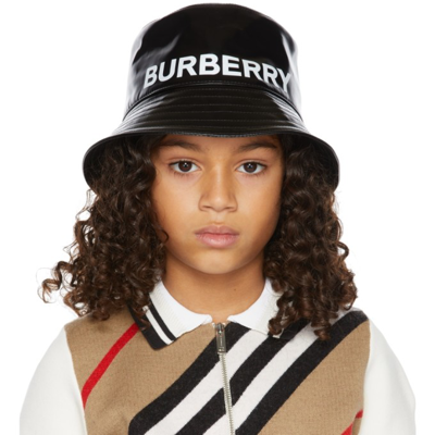 Shop Burberry Kids Black Gabriel Logo Bucket Hat