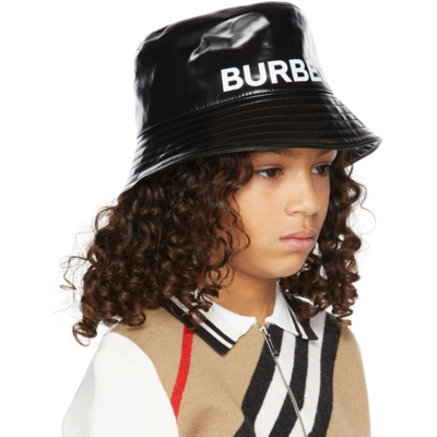 Shop Burberry Kids Black Gabriel Logo Bucket Hat