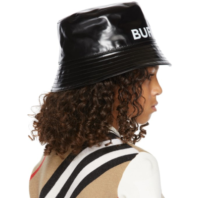 Shop Burberry Kids Black Gabriel Logo Bucket Hat