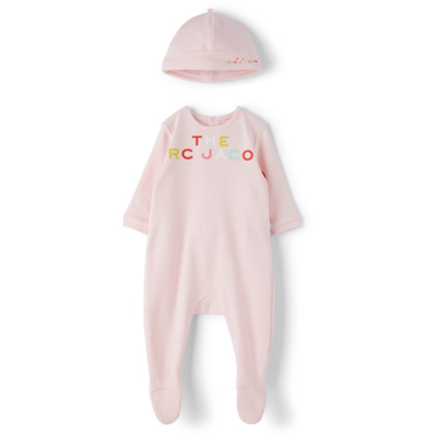 Shop Marc Jacobs Baby Pink Bodysuit & Beanie Set In 475 Pink