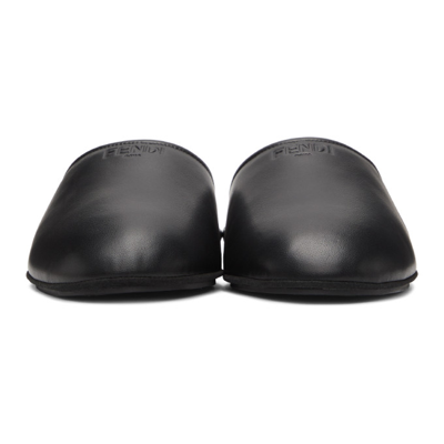 Shop Fendi Black Nappa Logo Mules In F0qa1 Black