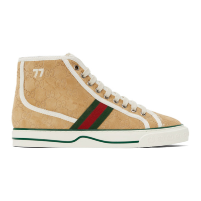 Shop Gucci Beige ' Tennis 1977' High-top Sneakers In 9564 Butters/m.whi/v