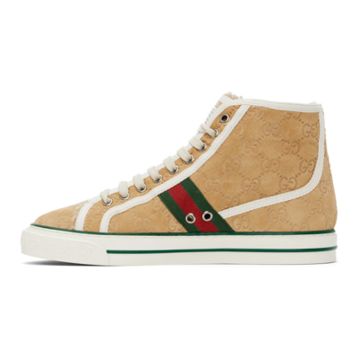 Shop Gucci Beige ' Tennis 1977' High-top Sneakers In 9564 Butters/m.whi/v