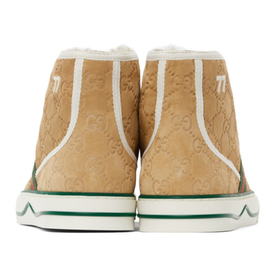 Shop Gucci Beige ' Tennis 1977' High-top Sneakers In 9564 Butters/m.whi/v