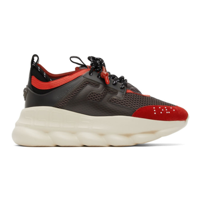 Shop Versace Red & Black Chain Reaction Sneakers In 6r050 Red