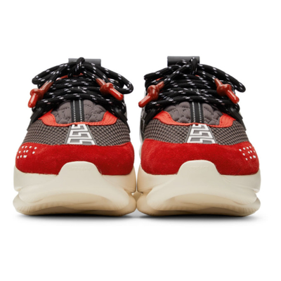Shop Versace Red & Black Chain Reaction Sneakers In 6r050 Red