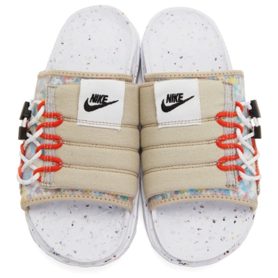 Shop Nike Beige Asuna Crater Sandals In Cream Ii/black-white