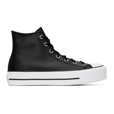 Converse Black Leather Chuck Taylor All Star Lift High Sneakers In Black/ black/white | ModeSens
