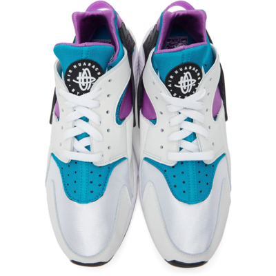 Shop Nike White & Blue Air Huarache Sneakers In White/aquatone-deep
