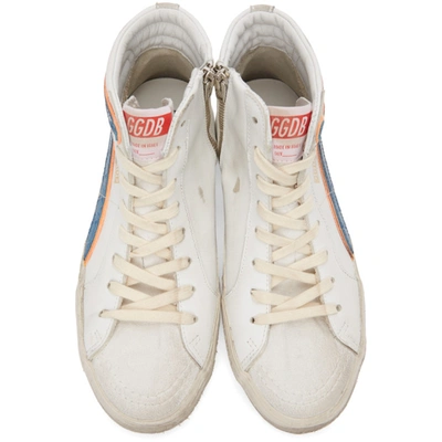 Shop Golden Goose White & Blue Slide Classic Sneakers In White/blue/