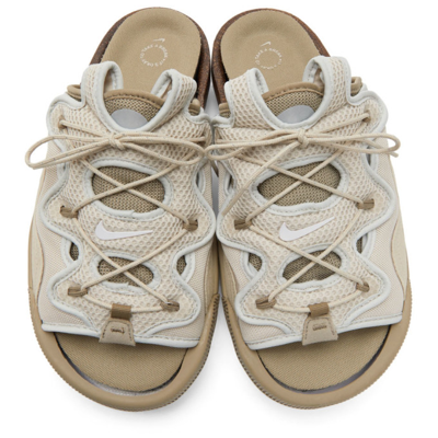 Shop Nike Taupe & Grey ' Offline' 2.0 Sandals In 201 Rattan/white-kha